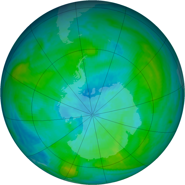 Antarctic ozone map for 01 March 1982